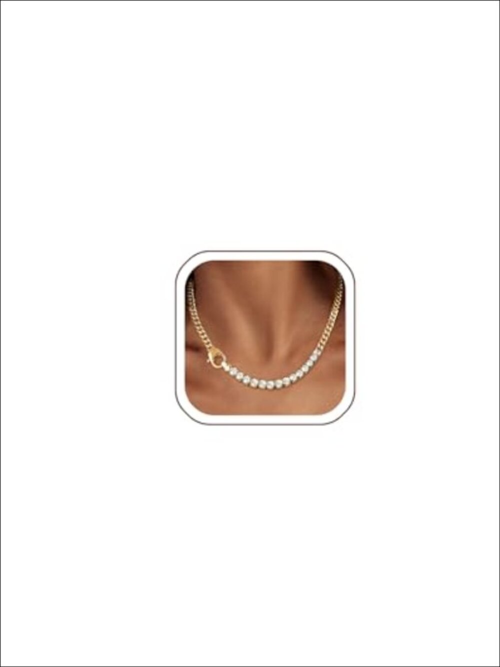 14K Gold Plated Tennis Necklace Cubic Zirconia Choker Butterfly Rhinestone